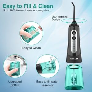Portable Oral Irrigator With Travel Bag Water Flosser USB Rechargeable 5 Nozzles